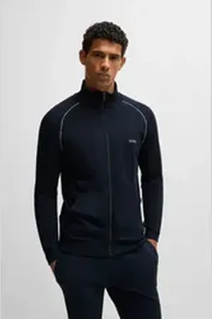 HUGO BOSS Sweatjacke Mix&Match Jacket Z mit Kontrastnaht am Ärmel blau L (52)