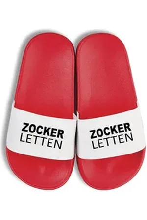 Youth Designz Kinder Badelatschen "Zocker Letten" Fun-Print lustig Geschenk Badeschuh mit witzigen Aufdruck für Kinder Statement rot 31