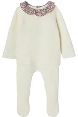 Envie de Fraise Hose & Shorts Baby-Set aus Strick: Jacke & Hose weiß 74