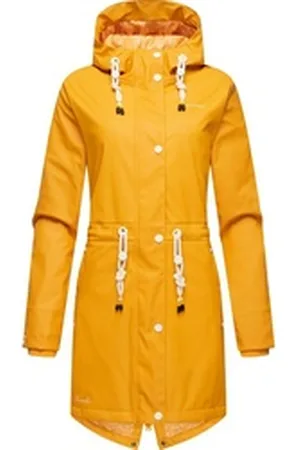 Navahoo Regenjacke Flower of Ocean Wasserdichter Damen Outdoor Regenmantel gelb XXL (44)
