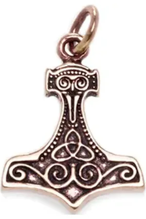 HOPLO Kettenanhänger Thor mit Doppelspiralen Bronze Anhänger Schmuck - Thorhammer - 29x19mm