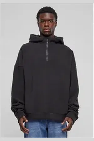 Urban classics Kapuzenpullover Oversized Polar Fleece Half Zip Hoody schwarz L