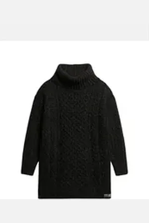 Superdry Midikleid Kleid Strickkleid (1-tlg) schwarz M