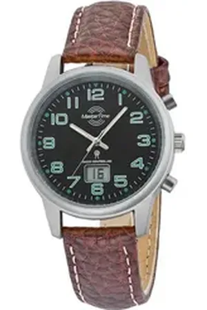 Master Time Funkuhr Lederband Braun schwarz