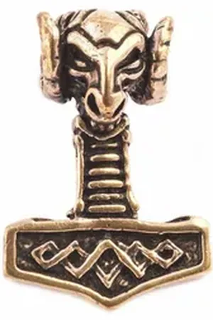 HOPLO Kettenanhänger Widderhammer Bronze Anhänger Schmuck - Thorhammer - 38x22mm