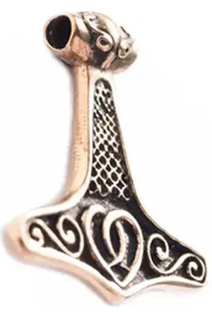 HOPLO Kettenanhänger Anhänger Thors Hammer Mjölnir Bronze Schmuck - Thorhammer - 38x34mm