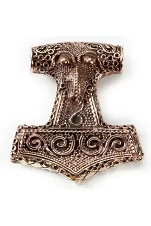 HOPLO Kettenanhänger Thors Hammer beidseitig Bronze Anhänger Schmuck - Thorhammer - 41x38mm