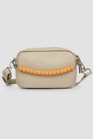 QS by s.Oliver Tragetasche, Schmuckperlen beige
