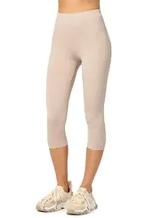 Merry Style Leggings Damen Caprihose 3/4 Hose MS10-144 (1-tlg) aus Viskose beige|braun L