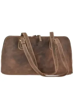 Greenburry Shopper "Vintage" Leder Schultertasche Damen 37x21cm mit 2 Fächern, Leder Shopper von – Stilvoll und Funktional für Jeden Tag braun