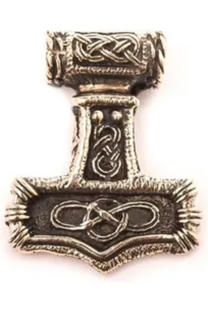 HOPLO Kettenanhänger Thors Hammer Bronze Schmuck Anhänger - Thorhammer - 35x28mm