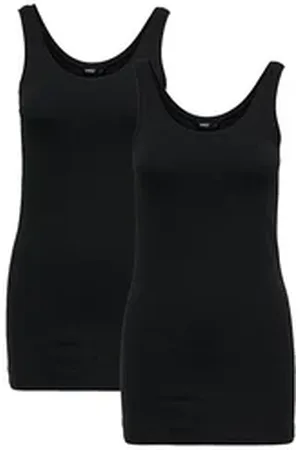 ONLY Longtop Damen Tank Top Long Lang Shirt schwarz weiß 1er 2er 3er 4er 5er PACK schwarz XS