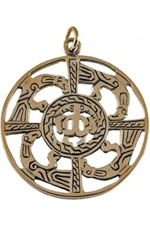 HOPLO Kettenanhänger Alamannische Zierscheibe Adler Bronze massiv Anhänger Schmuck Christen