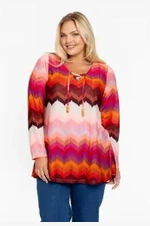 Yoek Tunika Damen Tunika mit Druck rosa 54/56