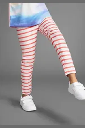 Kidsworld Leggings 2er Pack Ringel-Leggings für kleine Mädchen (Packung, 2-tlg., 2 Teile) Leggingspackung für kleine Mädchen orange 116/122