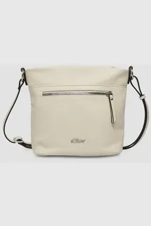 QS by s.Oliver Tragetasche City-Bag mit längenverstellbarem Riemen und Logo-Detail, Logo beige