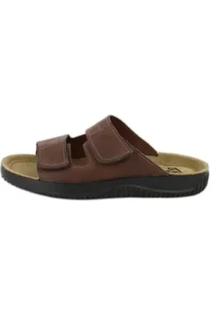Beck Herren-Pantolette Ben mit Klettverschluß Hausschuh braun 39 EU