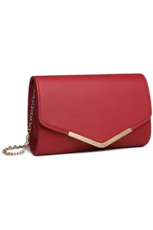 MISS LULÙ Abendtasche Damen Clutch – Elegante Mini Abendtasche mit Kette für Party, Hochzeit rot