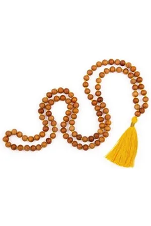 BODHI Perlenkette Mala Yoga Kette mit Sandelholz-Duft, farbige Quaste, 108 Perlen gelb