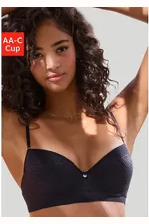 Lascana Push-up-BH mit Bügel in Bandeau-Form aus Spitze mit extraflachen Kanten, Dessous schwarz 90