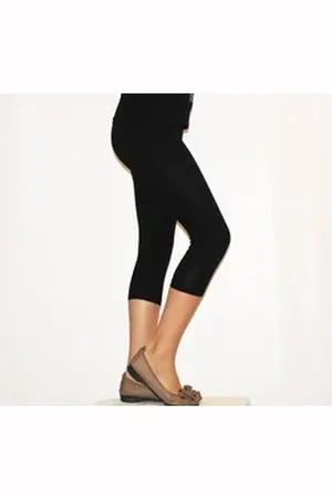 Yeset Caprihose Kinder Mädchen Hose Leggings Capri 3/4 blickdicht Baumwolle Schwarz 13 schwarz 134