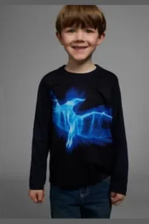 Kidsworld Langarmshirt FLYING DINO Langarm, Basic-Passform, bedruckt, Rundhalsausschnitt blau 116/122