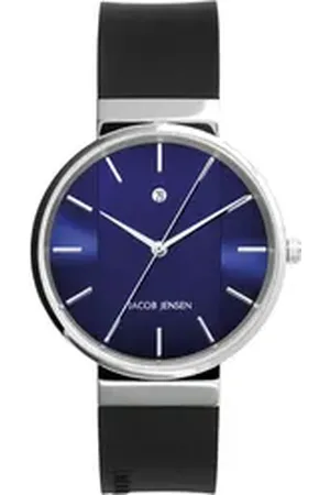 Jacob Jensen Quarzuhr Herren Armbanduhr SHINY SERIES 739 blau D. 35 mm Datum blau