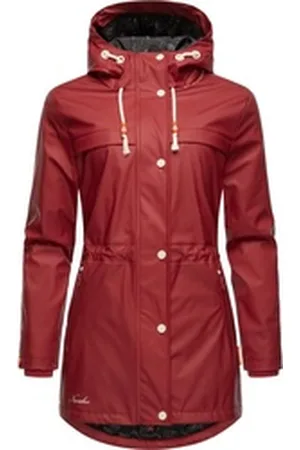 Navahoo Regenmantel Rainy Forest modischer Damen Outdoor Regenparka rot XL (42)