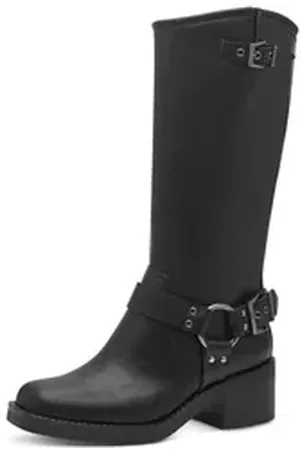 Tamaris Winterstiefel, Blockabsatz, Bikerstiefel, Langschaftstiefel mit Zierschnallen schwarz 40 EU