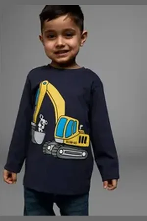 Kidsworld Langarmshirt HUND MIT BAGGER Langarm, Basic-Passform, mit stylischem Druck, Rundhalsausschnitt blau 92/98