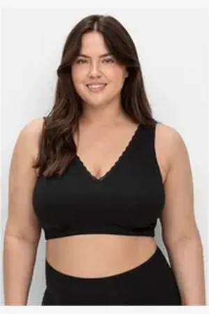 Sheego Bügelloser BH Große Größen in Bustier-Form, 2er Set, atmungsaktiv bunt|schwarz 110