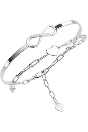 Amoonic Armband Damen Infinity Armband Sterling Silber 925 mit Zirkonia Silberarmband (inkl. Schmucktäschchen), Armband Silber, Gold Rosegold vergoldet Armkette und Armreif in einem silberfarben
