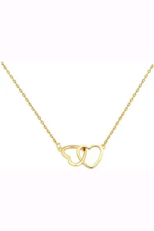 Karma Kette mit Anhänger Halskette Herzen Gold vergoldet Damen Kette Edelstahl (Herzkette Edelstahlkette, Geschenk für Sie Halsschmuck), Damenhalskette modern Damenschmuck goldfarben