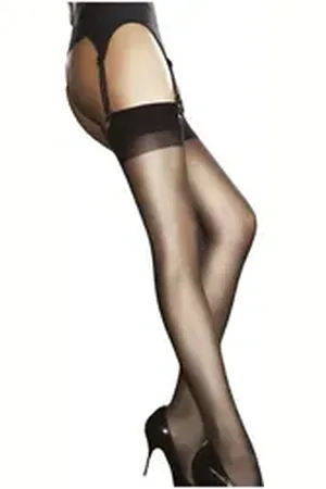 Fiore di Lucia Milano Strapsstrümpfe Sensual (Packung, 1 Paar) klassische Strapsstümpfe 20DEN mit glattem, flachen Abschluss bunt|schwarz 4 (L)