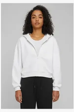 Urban classics Kapuzenpullover Ladies Cozy Short Zip Hoody weiß 4XL