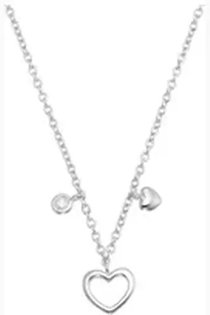 QS by s.Oliver Kette mit Anhänger Halskette Mädchen Anhänger Herz silber 925 Zirkonia, Zirkonia silberfarben
