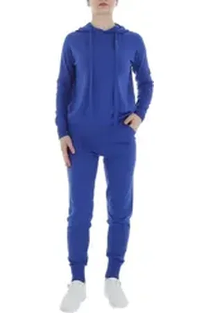 Ital-Design Jogginganzug Damen Freizeit (86365262), Kapuze Stretch Zweiteiler in Blau blau S/M