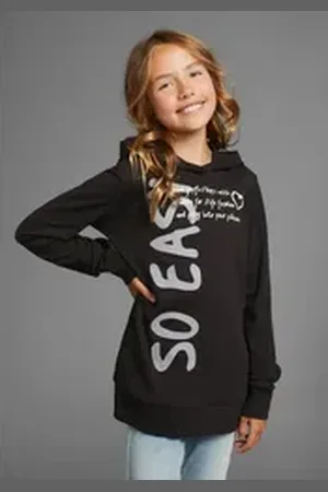 Kidsworld Kapuzenshirt SO EASY - Print Langarm, Basic-Passform, mit modischen Drucken schwarz 140/146
