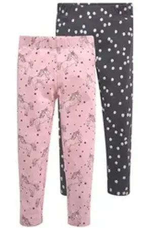 Kidsworld Leggings 2er Pack Leggings für kleine Mädchen (Packung, 2-tlg) mit Pferde-Allover bunt|rosa 140/146