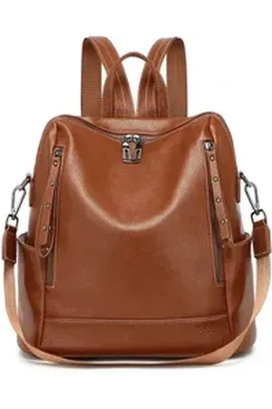MISS LULÙ Cityrucksack Leichter Anti-Diebstahl Damenrucksack 2-1 Daypack für Freizeit, Alltag braun