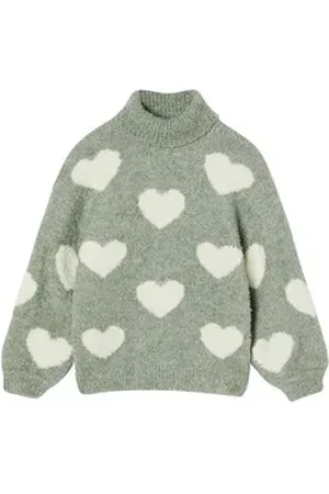 Vertbaudet Pullunder Flauschiger Mädchen Rollkragenpullover mit Muster grau|grün 116