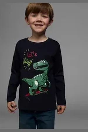 Kidsworld Langarmshirt LET ́S PLAY Langarm, Basic-Stil, aus Baumwolle blau 92/98