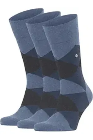 Burlington Kurzsocken Herren Socken 3er Pack Baumwolle Clyde (Packung, 3er Pack) blau|bunt