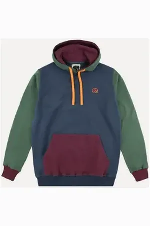TRENDSPLANT Rundhalspullover Organic Color Block Hoodie Blue blau S