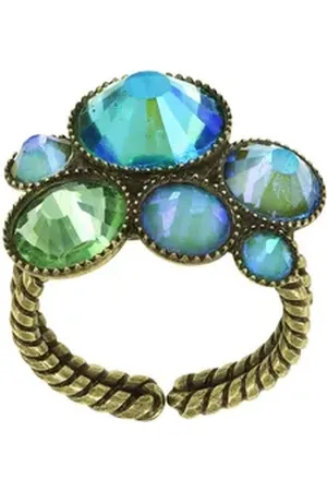 Konplott Fingerring Ring Water Cascade Glam Grün antik Messing grün