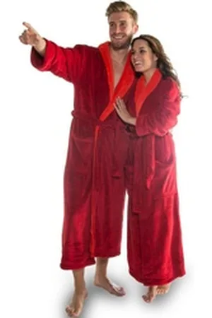 Celinatex Bademantel Saunamantel Schalkragen Nevada bordeauxrot/korallrot Größe L, Polyester rot L