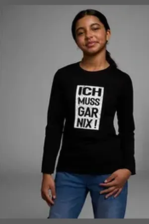 Kidsworld Langarmshirt Ich muss gar nix! Langarm, Basic-Passform, bedruckt, Rundhalsausschnitt schwarz 152/158