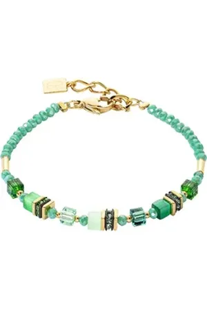 COEUR DE LION Armband Schmuck Edelstahl Mini Cubes Würfelkette, 4565/30-0500, 4565/30-1416, Made in Germany - mit Swarovski® Kristall, Strassstein, Schmucksteinen gelb|goldfarben|grün|schwarz
