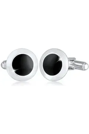 Kuzzoi Manschettenknöpfe Basic Rund Klassik Geo Emaille Schwarz 925 Silber, Geo silberfarben