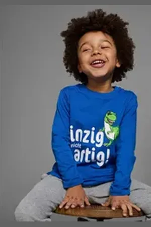 Kidsworld Langarmshirt EINZIG NICHT ARTG! Langarm, Basic-Passform, bedruckt, Rundhalsausschnitt blau 128/134